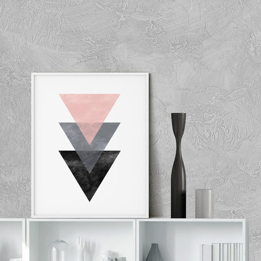 triangle art decor on shelf